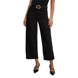 NEW! $149 GOOD AMERICAN GOOD WAIST PALAZZO CROP JEANS BLACK SIZE 12 31 NWT